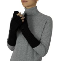 Womens Black Long Cashmere Gloves