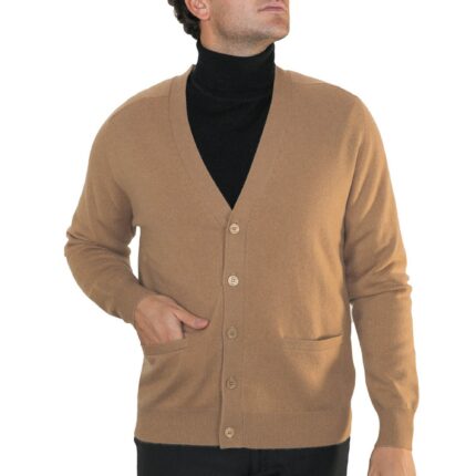 Men's cashmere classic cardigan by Lona Scott, crafted from 100% cashmere for timeless elegance, warmth, and comfort