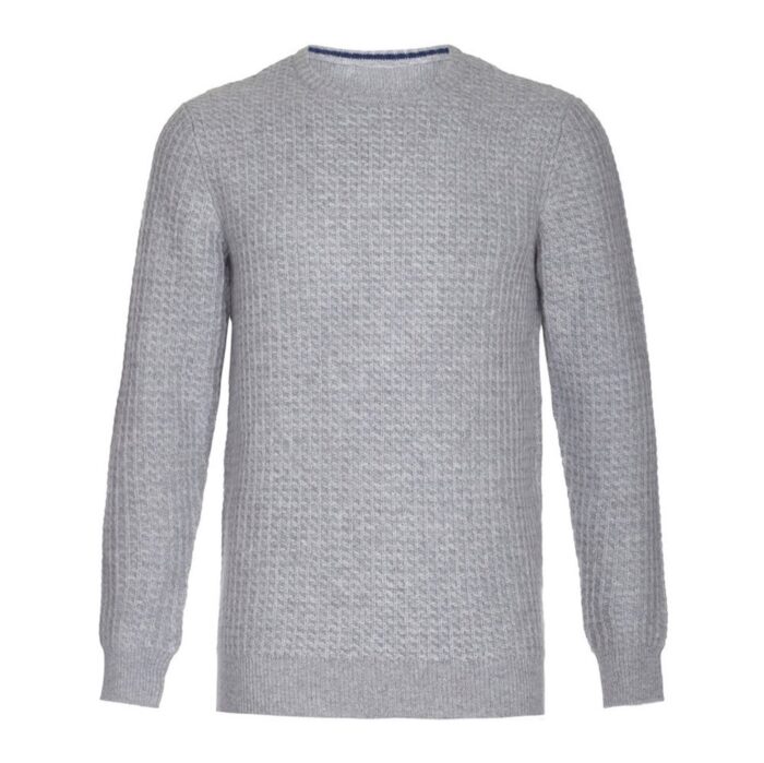 Men's classic honeycomb cashmere jumper in a timeless design, crafted from 100% cashmere for luxurious softness and comfort