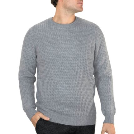 Men's classic honeycomb cashmere jumper in a timeless design, crafted from 100% cashmere for luxurious softness and comfort