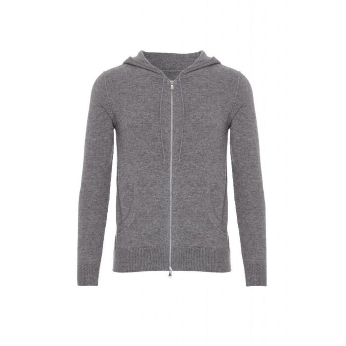 Elegant Grey Men's Cashmere Hoodie with a sleek design and soft texture