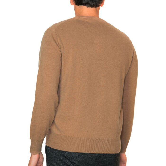 Men's classic cashmere jumper, crafted from 100% cashmere for luxurious softness and comfort, featured in Camel Beige