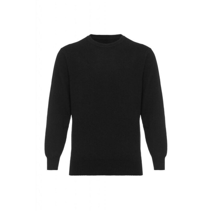 Men's classic cashmere jumper in a timeless design, crafted from 100% cashmere for luxurious softness and comfort. Featured in Black