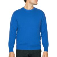 Men's Minimal Round-Neck Cashmere Jumper, cornflower