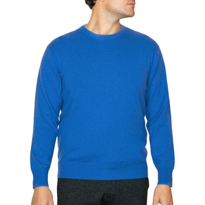 Men's Minimal Round-Neck Cashmere Jumper, cornflower