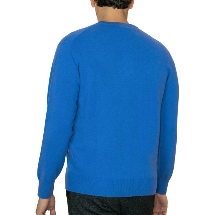 Men's Classic Round-Neck Cashmere Jumper, cornflower