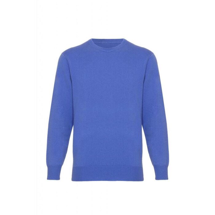 Men's Classic Round-Neck Cashmere Jumper, Cornflower