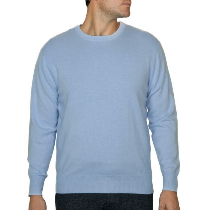Men's Minimal Round-Neck Cashmere Jumper, light blue