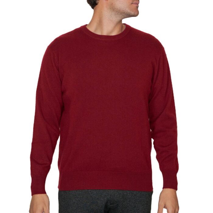 Men's Classic Round-Neck Cashmere Jumper, Wine