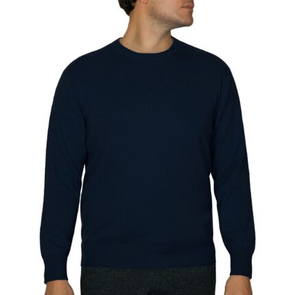 Men's Minimal Round-Neck Cashmere Jumper, Navy