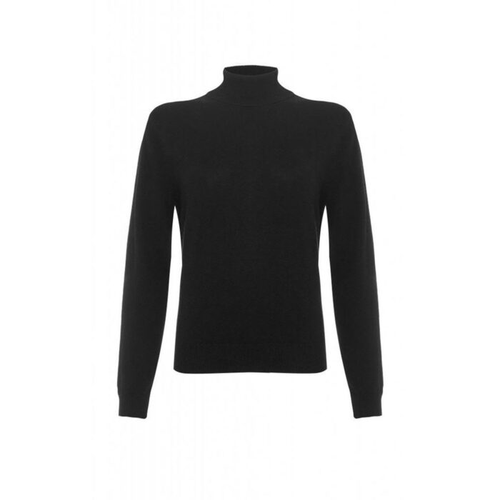 Women's 100% Cashmere Polo Neck, Black