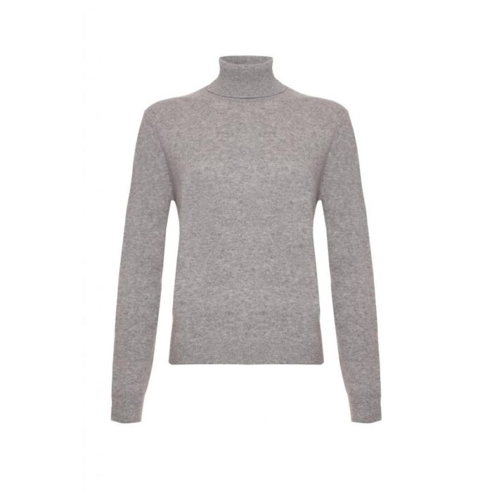 Women's 100% Cashmere Polo Neck, Grey