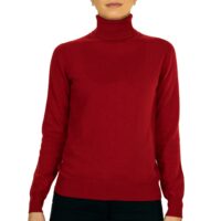 Women's 100% Cashmere Polo Neck, Red