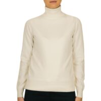 Women's 100% Cashmere Polo Neck, White