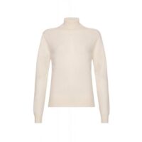 Women's 100% Cashmere Polo Neck, White