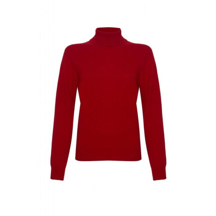 Women's 100% Cashmere Polo Neck, Red