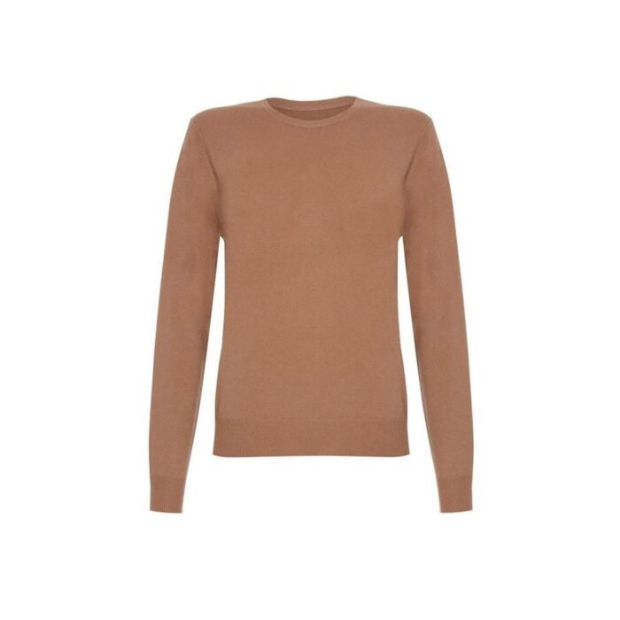 Women's Minimal Round-Neck Cashmere Jumper, Camel