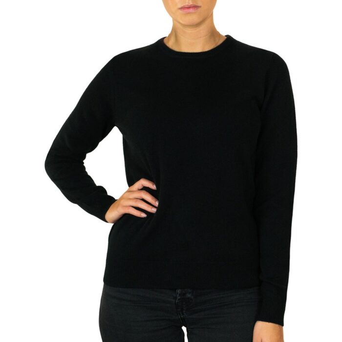 Women's Minimal Round-Neck Cashmere Jumper, Black