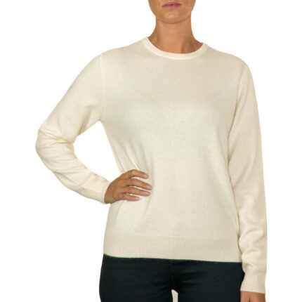 Women's Minimal Round-Neck Cashmere Jumper, White