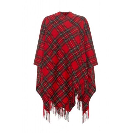 Womens Cashmere Ruana Cape, a soft cashmere cape in Royal Stewart Tartan