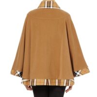 Lona Scott Womens Tartan Trim Cape, Cashmere & Wool, Camel Thomson