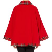 Lona Scott Womens Tartan Trim Cape, Cashmere & Wool, Royal Stewart
