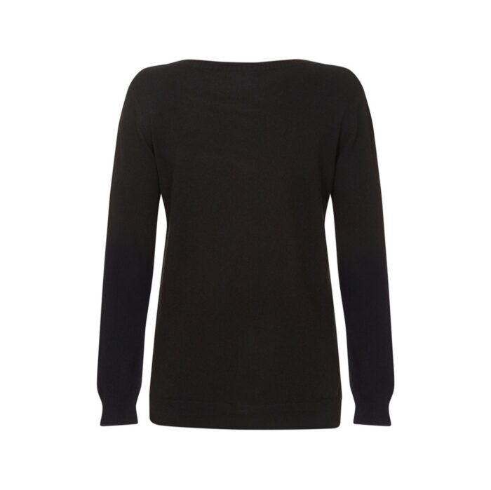 Black women's cashmere tunic jumper with a relaxed fit and luxurious soft texture
