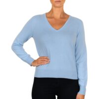 Women's 100% Cashmere V-Neck Jumper, Light Blue
