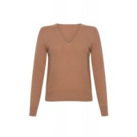 Women's 100% Cashmere V-Neck Jumper, Camel