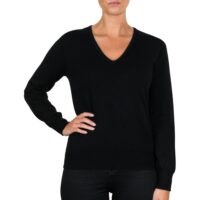 Women's 100% Cashmere V-Neck Jumper, Black