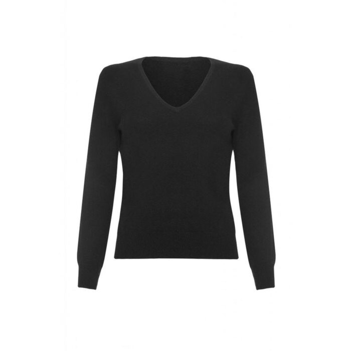 Women's 100% Cashmere V-Neck Jumper, Black