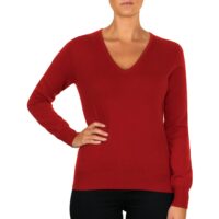 Women's 100% Cashmere V-Neck Jumper, Red