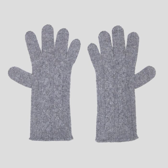 Womens Cashmere Cable Gloves in Charcoal