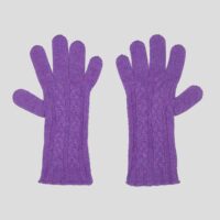 Womens Cashmere Cable Gloves in Purple