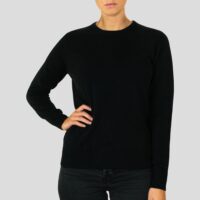 Women's Minimal Round-Neck Cashmere Jumper, Black
