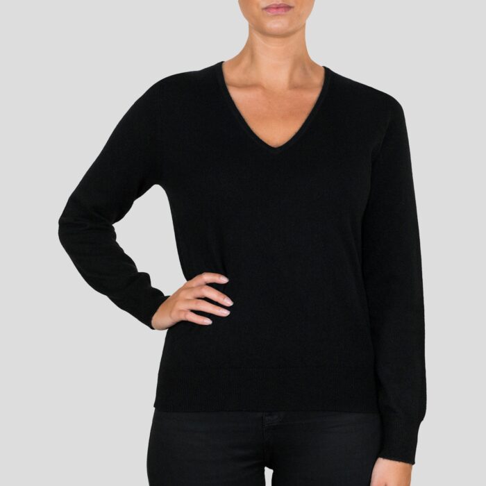 Lona Scott, Womens V-neck Jumper, Black