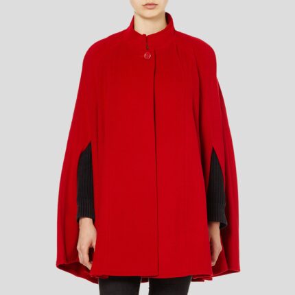 Women's Cashmere Blended Ruana Cape, a soft cashmere and wool cape in Red