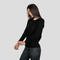 Black Cashmere Full Rib-Jumper from Lona Scott with a textured ribbed design and luxurious soft feel
