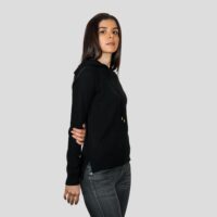 Elegant Black Women's Cashmere Hoodie with a sleek design and soft texture, perfect for everyday wear