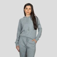 Elegant Grey Women's Cashmere Hoodie with a sleek design and soft texture