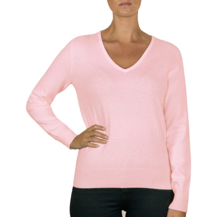 Women's 100% Cashmere V-Neck Jumper, Pink