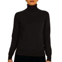 Women's 100% Cashmere Polo Neck, Black