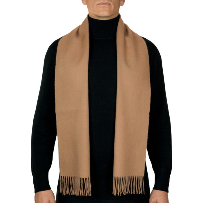 Showcasing a smooth, solid colour, this 2-ply Lambswool scarf offers a clean, streamlined look with a gently textured surface, available in a range of elegant plain colours