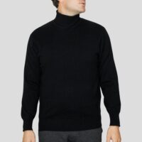 Men's 100% Cashmere Polo Neck, Black