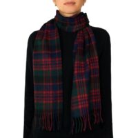 Featuring a rich tartan pattern, this 2-ply Lambswool scarf drapes gracefully with a classic check design and a subtle texture, available in a variety of traditional tartans