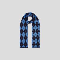Unisex, 100% New Wool Argyle Scarf, Blue & Navy