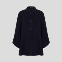 Womens Mandarin Cape, Cashmere & Wool, in Navy