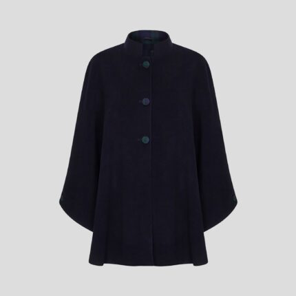 Womens Mandarin Cape, Cashmere & Wool, in Navy
