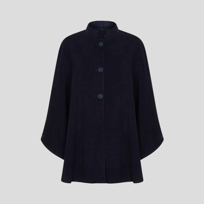 Womens Mandarin Cape, Cashmere & Wool, in Navy