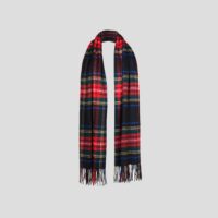 Women's Cashmere Shawl. A cosy and soft stole in Black Stewart